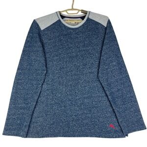 Tommy Bahama Sweatshirt Mens Large (L/G) Blue Gray Marl Knit Pullover Marlin